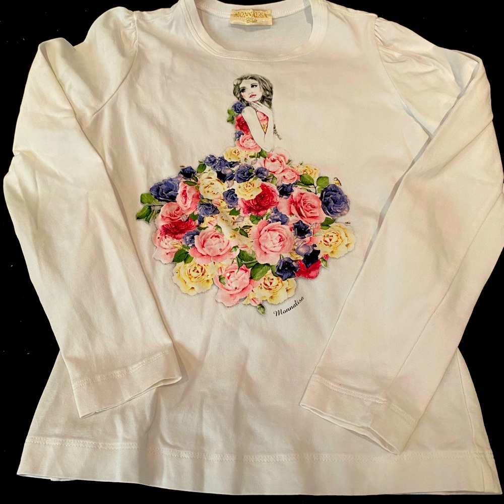 MONNALISA girls long sleeve shirt cream size 9